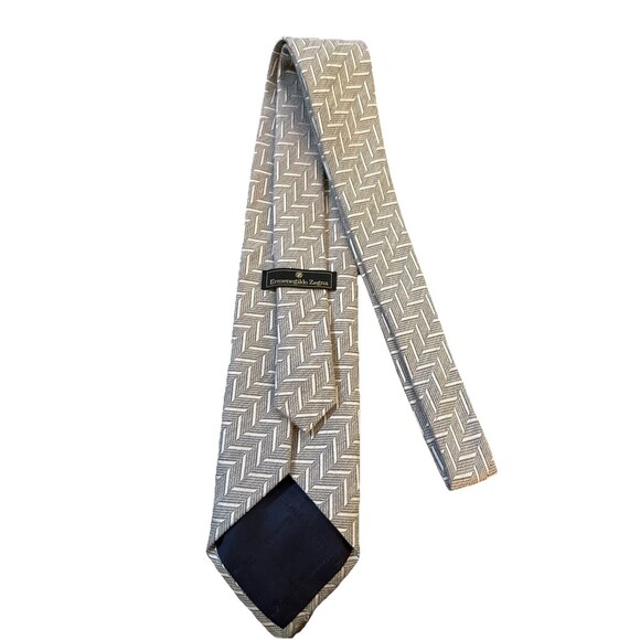Ermenegildo Zenga Men’s Tie Silk Cotton Blend Grey Silver 4” Italian EUC - Picture 3 of 6